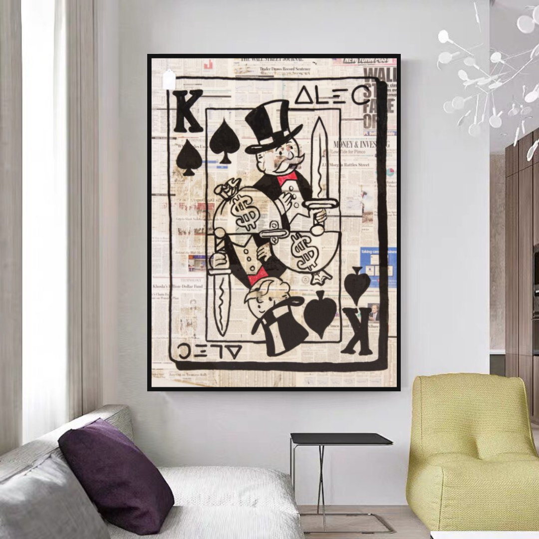 King of Spades Poker - Mr Monopoly Canvas Art-GraffitiWallArt