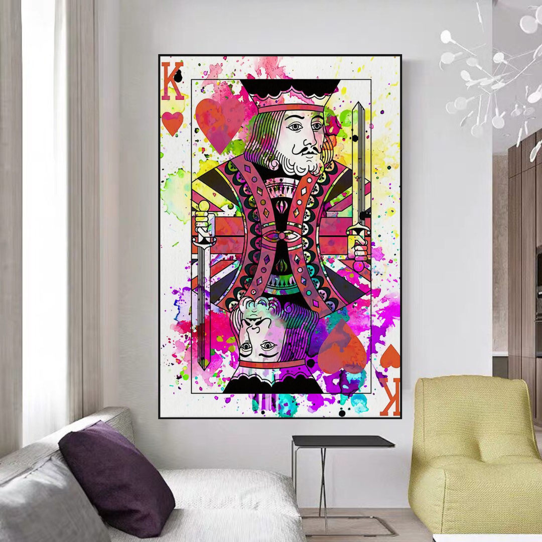 King Playing Poker - Royal Flush Canvas Art-GraffitiWallArt