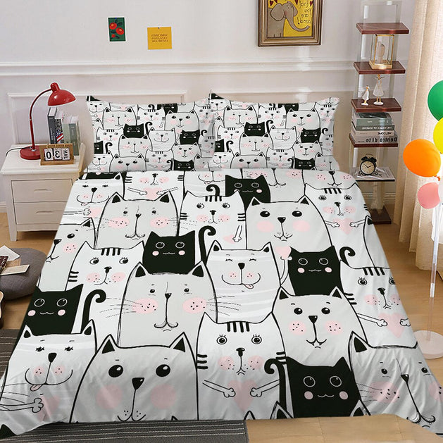 Kitty Bedding Set: Perfect Choice for Kids Room-GraffitiWallArt
