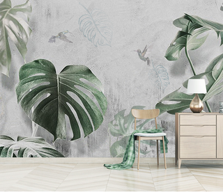 Large Green Leaf Wallpaper Murals - Stunning Wall Décor-GraffitiWallArt