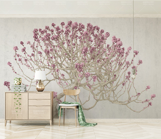 Large Pink 3D Tree Wallpaper Murals - Transform Your Walls-GraffitiWallArt