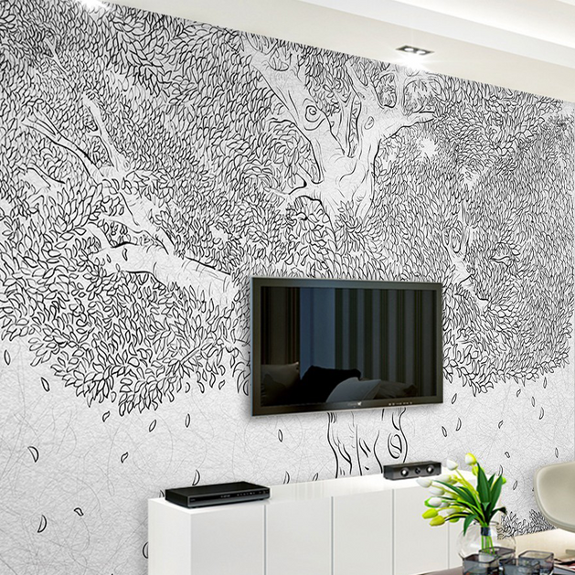 Large Tree Sketch Wallpaper Murals - Transform Your Space-GraffitiWallArt