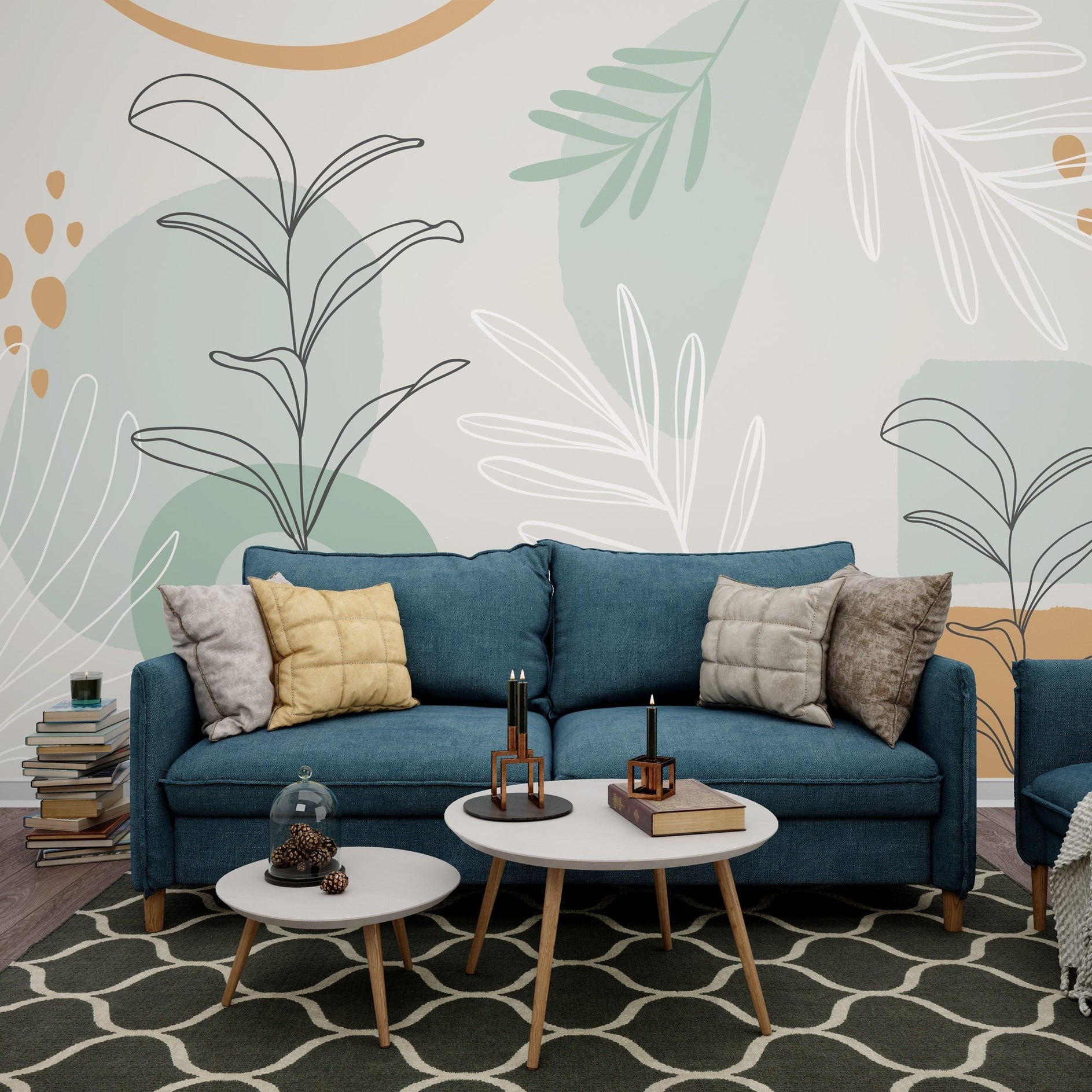 Leaf Sketch Wallpaper Mural: Enhance Your Walls with Style-GraffitiWallArt