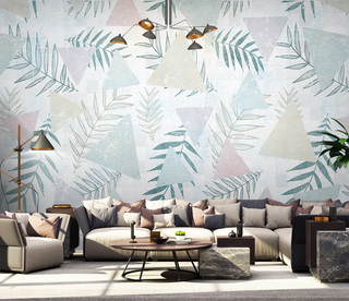 Leaf Wallpaper Murals - Geometric Pattern-GraffitiWallArt