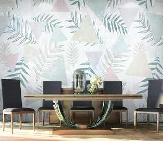 Leaf Wallpaper Murals - Geometric Pattern-GraffitiWallArt