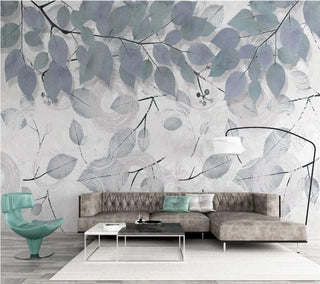 Leafy Elegance Minimalist Dining Room Wall Mural-GraffitiWallArt