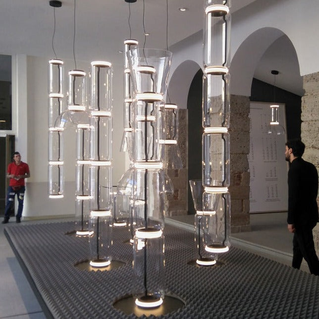 LED Glass Chandelier Lighting for Living Room Stair Hall-GraffitiWallArt
