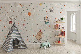 Lets Party Animals - Kids Room Wallpaper Mural -GraffitiWallArt