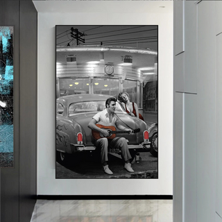 Let's Ride Together: Elvis and Marilyn Canvas Wall Art-GraffitiWallArt