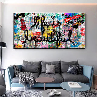 Life Is Beautiful Canvas Wall Art-GraffitiWallArt