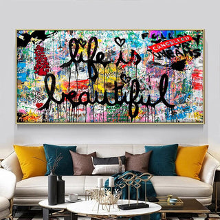 Life Is Beautiful Canvas Wall Art-GraffitiWallArt