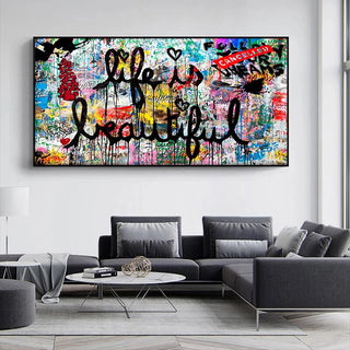 Life Is Beautiful Canvas Wall Art-GraffitiWallArt