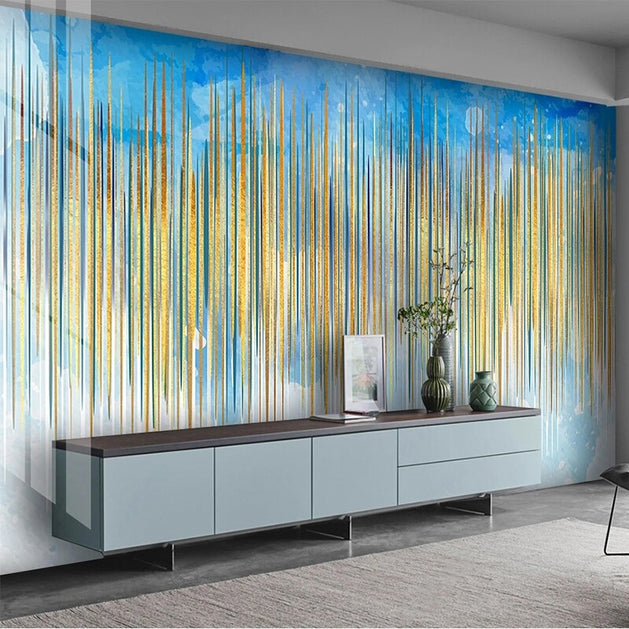 Light Lines Blue Wallpaper for Home Wall Decor-GraffitiWallArt