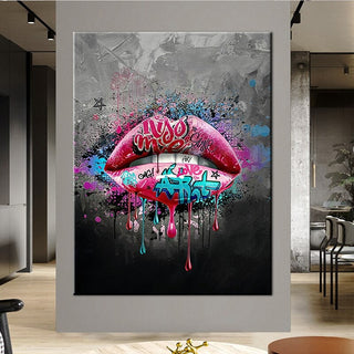 Lips Canvas Wall Art-GraffitiWallArt