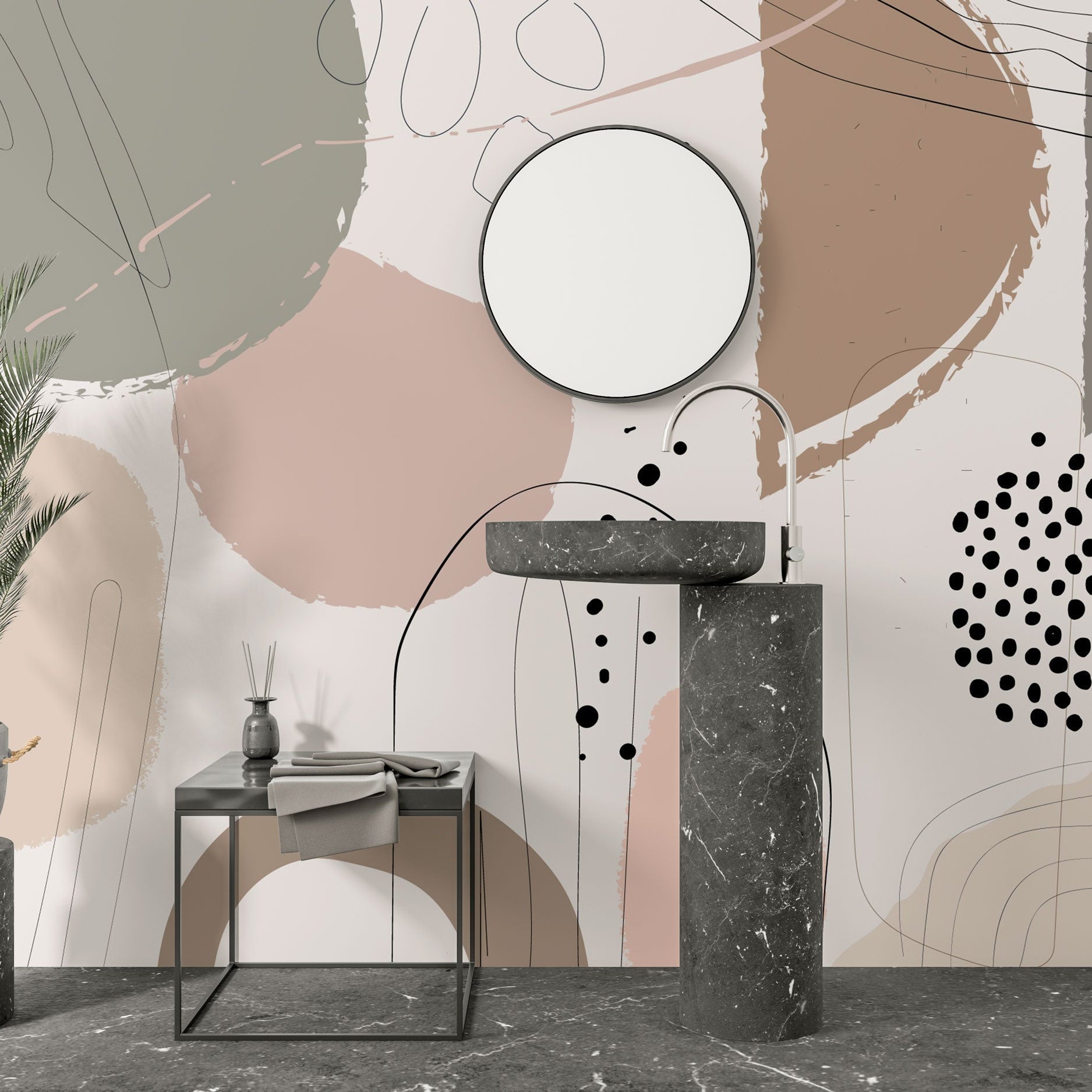 Living Room Wallpaper Mural - Abstract Theme-GraffitiWallArt