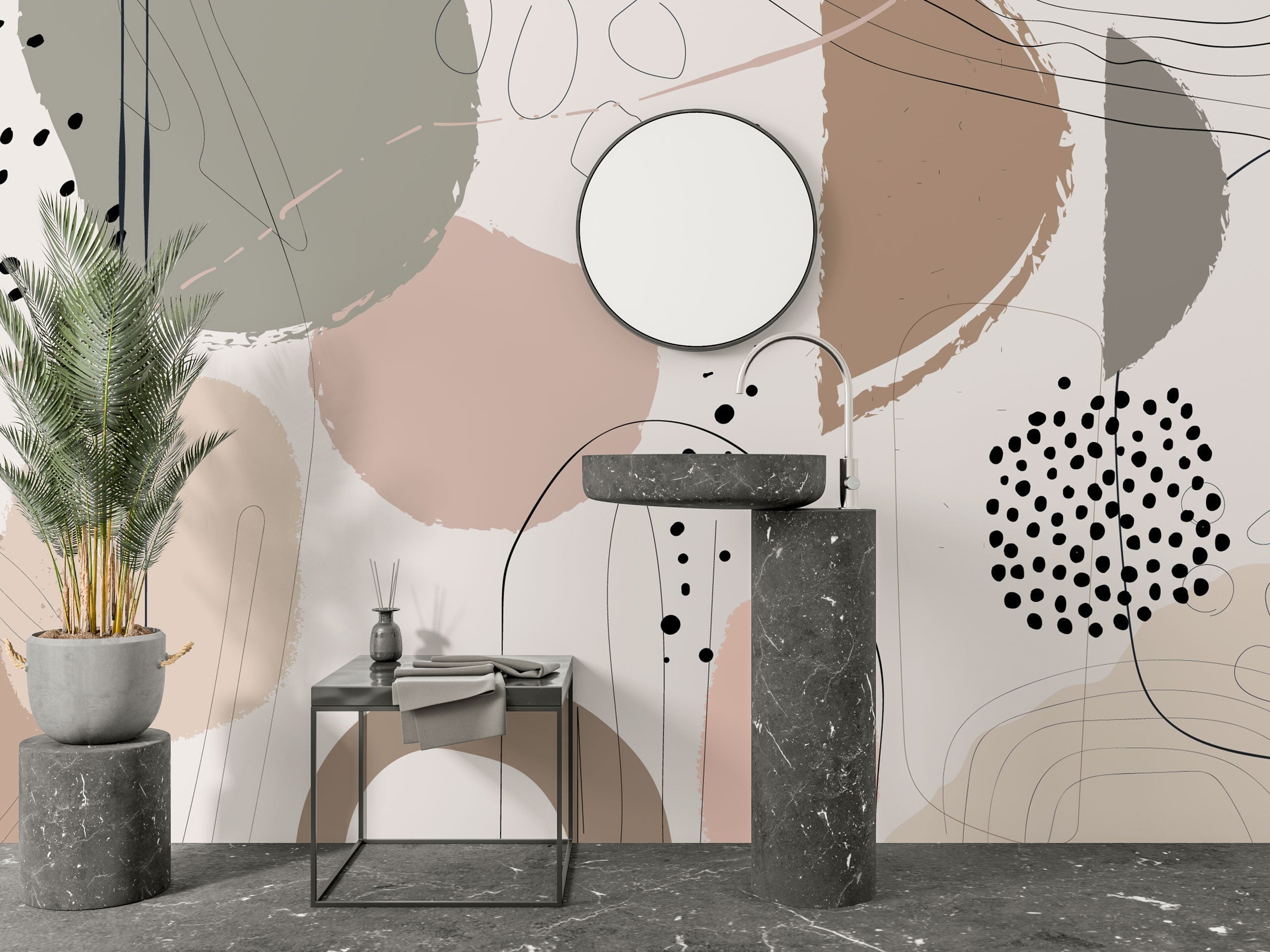 Living Room Wallpaper Mural - Abstract Theme-GraffitiWallArt