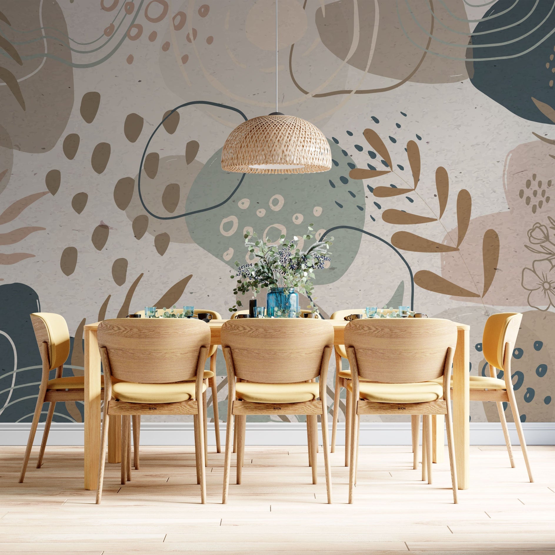 Living Room Wallpaper Mural - Abstract Topical Forest-GraffitiWallArt