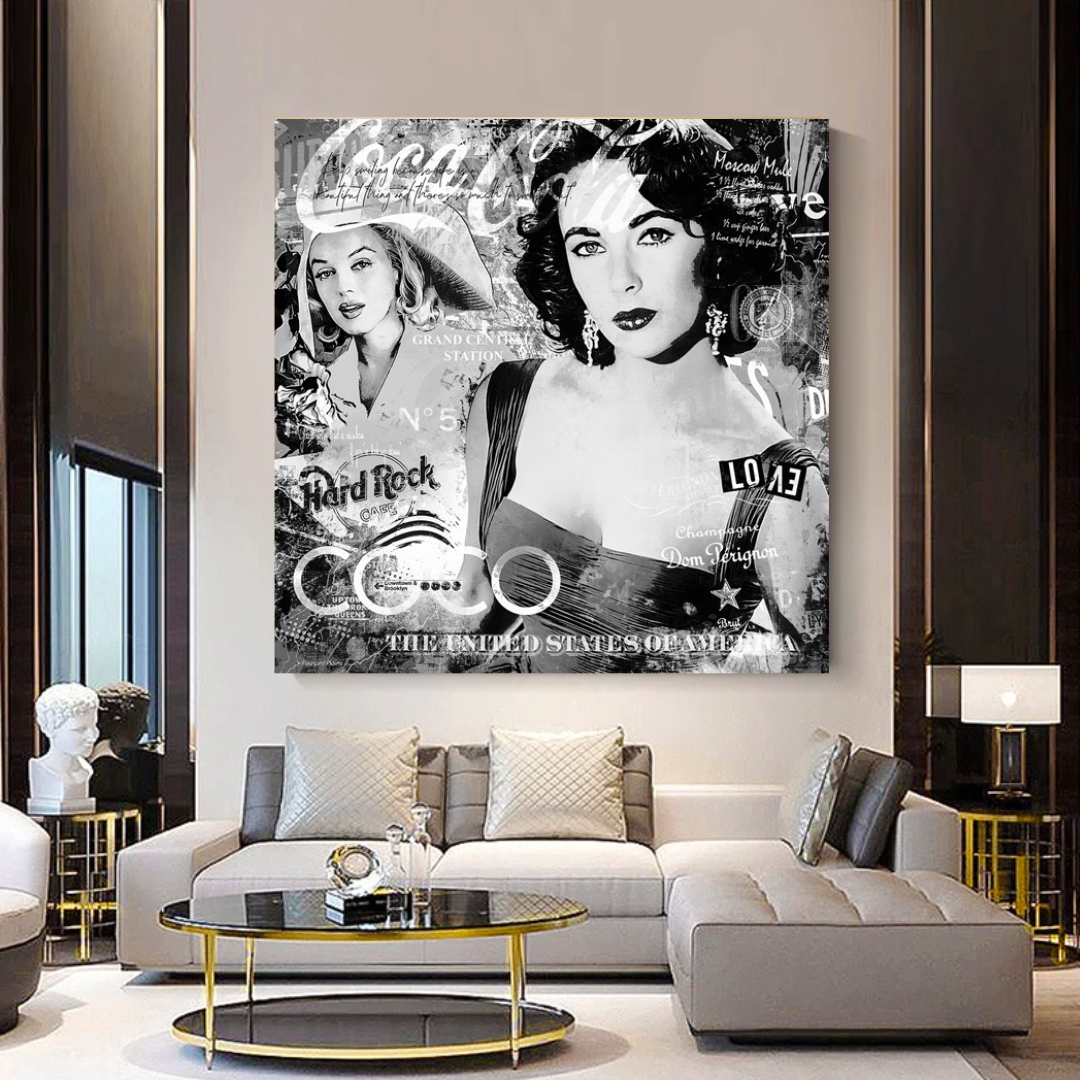 Liz Taylor and Marilyn Coco Milano Canvas Wall Art-GraffitiWallArt