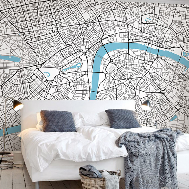 London Map Details Wallpaper Murals-GraffitiWallArt