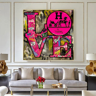 Love Graffiti Pink Hermes Wall Art-GraffitiWallArt