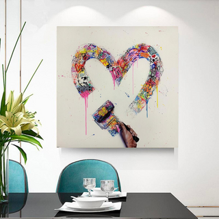 Love Heart Graffiti Canvas Wall Art-GraffitiWallArt