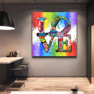 Love Rainbow Graffiti Canvas Wall Art-GraffitiWallArt