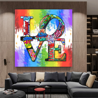 Love Rainbow Graffiti Canvas Wall Art-GraffitiWallArt