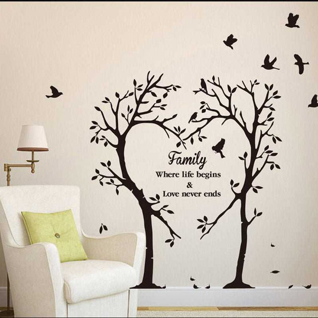 Love Tree Flying Bird Wall Sticker - Living Room Decor-GraffitiWallArt