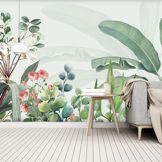 Lush Greens Tropical Wallpaper Murals: Bring Tropics Home-GraffitiWallArt