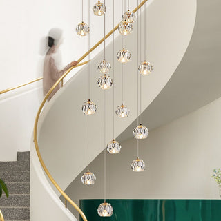 Luxury Crystal Stair Chandelier - Football Shape-GraffitiWallArt