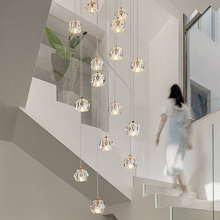 Luxury Crystal Stair Chandelier - Football Shape-GraffitiWallArt