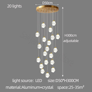 Luxury Crystal Staircase Chandelier with LED Lights-GraffitiWallArt