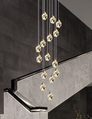 Luxury Crystal Staircase Chandelier with LED Lights-GraffitiWallArt