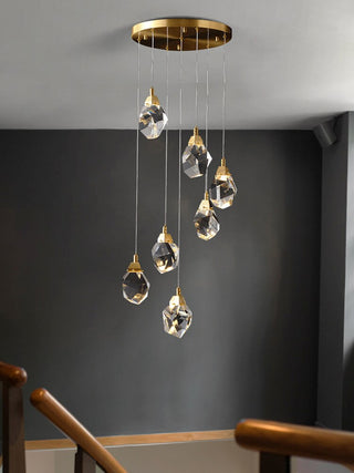 Luxury Crystal Staircase Chandelier with LED Lights-GraffitiWallArt