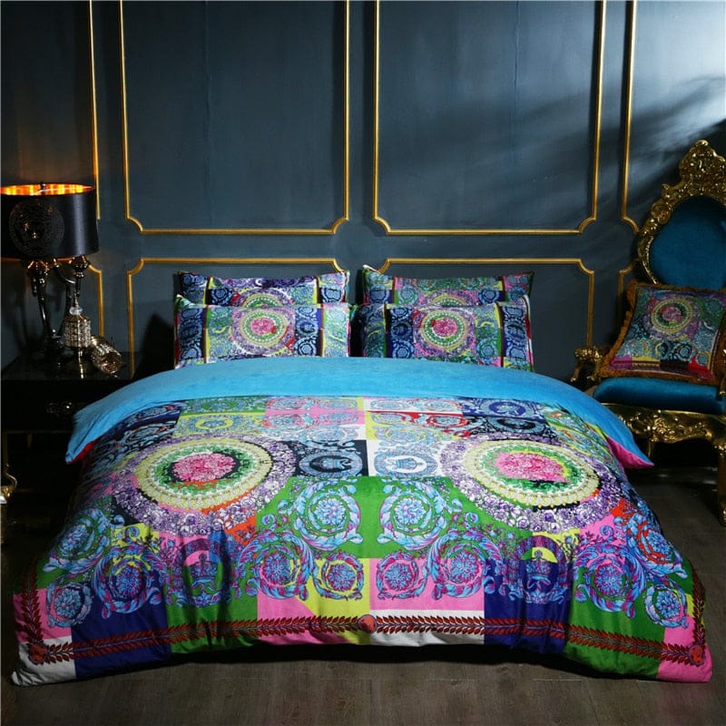 Luxury Palace Bedding Set - Fleece Velvet Digital Print 46pcs QueenKing Size-GraffitiWallArt