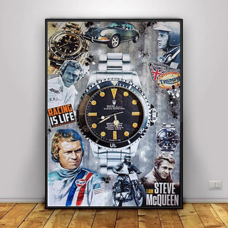 Luxury Pop Art Canvas Print - Mcqueen Watch Painting for Home Decor-GraffitiWallArt