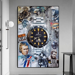 Luxury Pop Art Canvas Print - Mcqueen Watch Painting for Home Decor-GraffitiWallArt