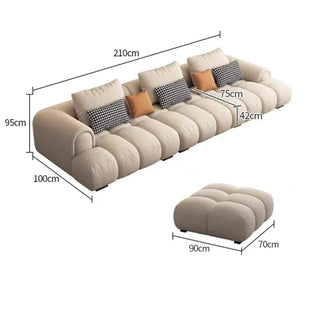 Luxury Sectional Calf Leather Sofa Cama Chaise Sofa Set-GraffitiWallArt