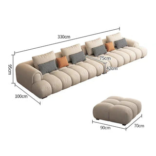 Luxury Sectional Calf Leather Sofa Cama Chaise Sofa Set-GraffitiWallArt