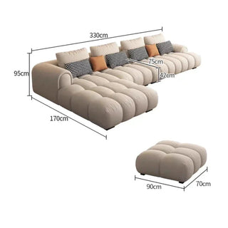 Luxury Sectional Calf Leather Sofa Cama Chaise Sofa Set-GraffitiWallArt