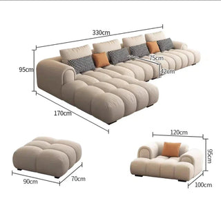 Luxury Sectional Calf Leather Sofa Cama Chaise Sofa Set-GraffitiWallArt