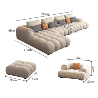 Luxury Sectional Calf Leather Sofa Cama Chaise Sofa Set-GraffitiWallArt