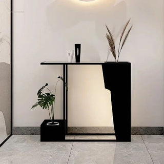 Minimalist Wrought Iron Console Table with Light