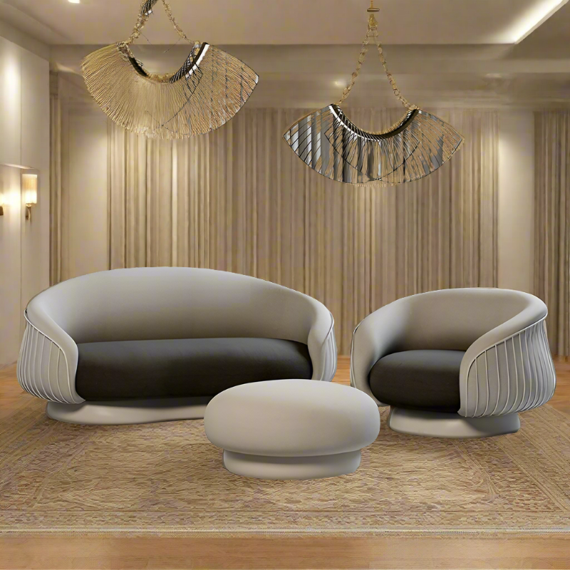 Italian Solid Wood Sectional Sofa Set for Living Room-GraffitiWallArt