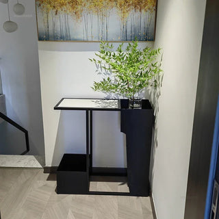 Minimalist Wrought Iron Console Table with Light