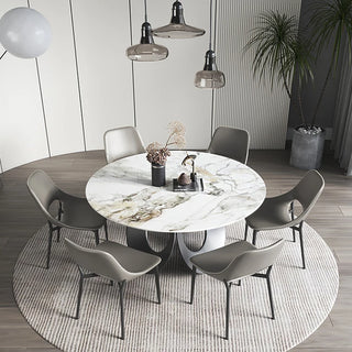 Minimalistic Metallic Rings Marble Top Dining Table - GraffitiWallArt