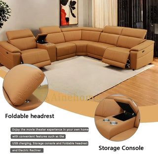 Genuine Luxury Leather Reclining Sectional Set – Ultimate Comfort & Elegance