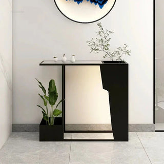 Minimalist Wrought Iron Console Table with Light