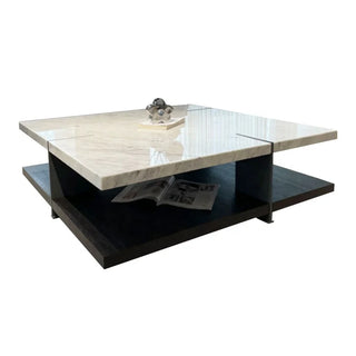 Natural Marble & Wood Coffee Table - GraffitiWallArt