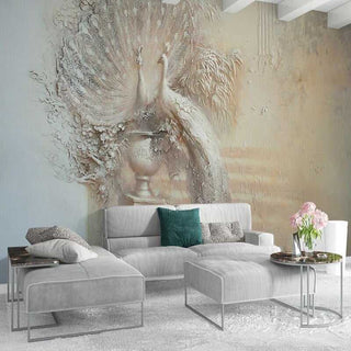 Majestic Peacock 3D Relief Wallpaper-GraffitiWallArt